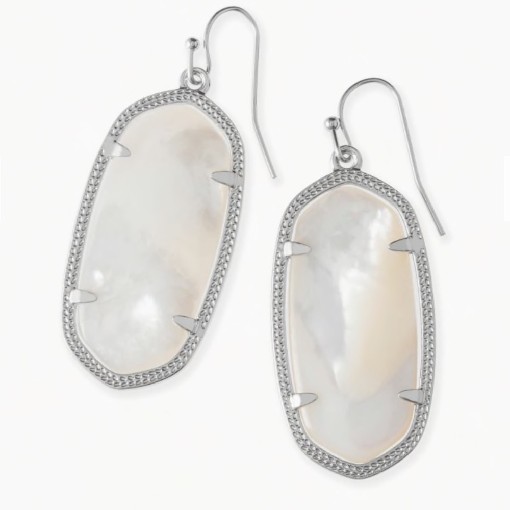Elle Silver Drop Earrings In Ivory Mother-Of-Pearl